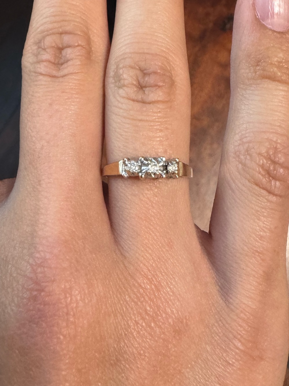 10k Gold Three-Stone Diamond Ring